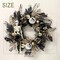 Halloween Wreath, 24 Inch Halloween Door Wreath with Lights, Black Gold Halloween Decorations with Scary Skull Skeleton Ornaments for Porch Window Outdoor Indoor Home Party Decor